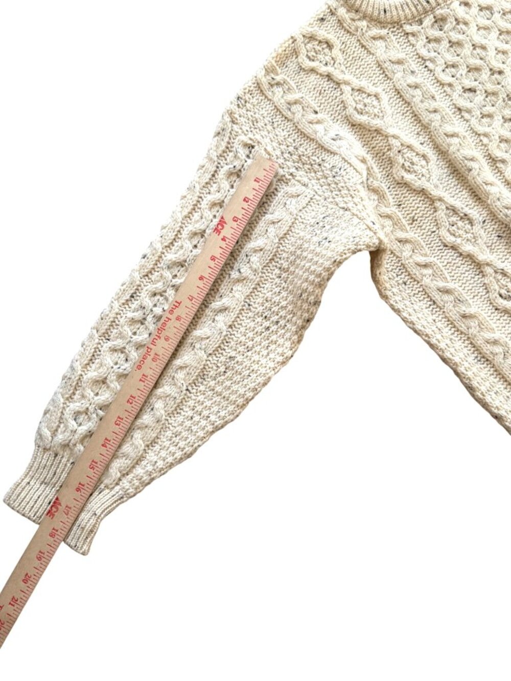 Western Island Men's Fisherman Sweater M Cable Knit Wool Ireland Pullover Cream - Picture 8 of 8